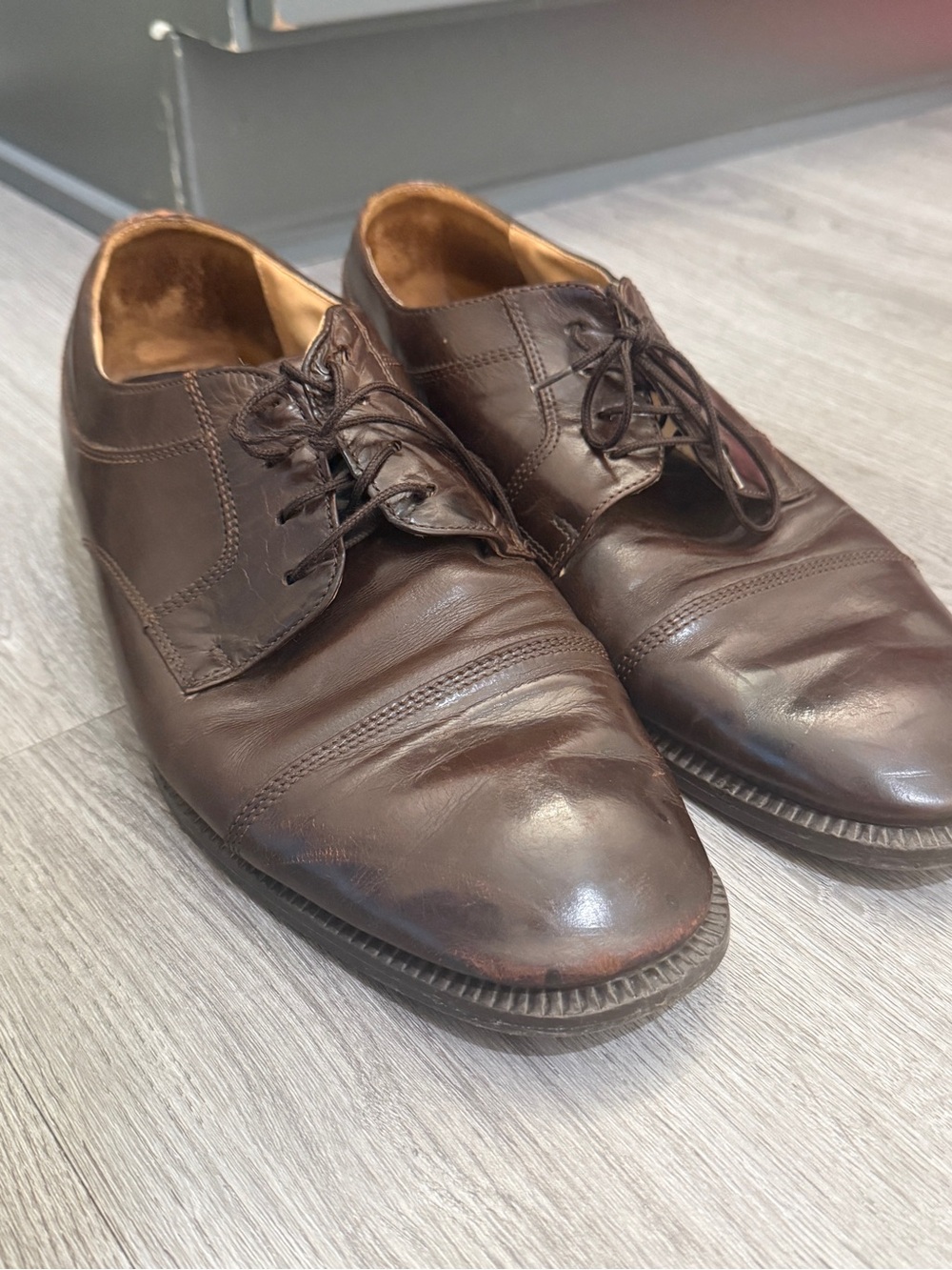 Adolfo Dark Brown Leather Lace-Up Oxfords made in Italy